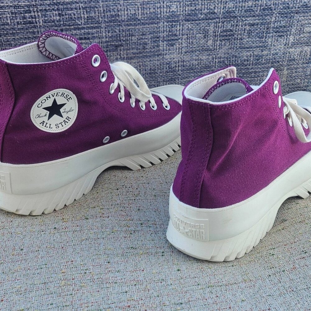 Converse Unisex Shoes Platform Sneaker Plum Canvas Lace Up Shoes Size 9.5M 11.5W - Picture 7 of 12